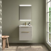 Ensemble Meuble Plan vasque et miroir LUVA 600 2 tiroirs Gris satiné P450 - SALGAR 119852 