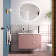 Meuble salle de bain UNIIQ 900 2T1P gauche - vasque à droite Rose blush H540 P450 - SALGAR 119874 