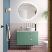 Meuble salle de bain UNIIQ 900 2T1P gauche - vasque à droite Dusty Teal H540 P450 - SALGAR 119884 