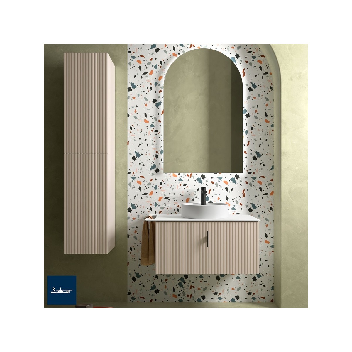 Meuble salle de bain BIBA 800 1 tiroir Macchiato H405 P450 - SALGAR 102245 
