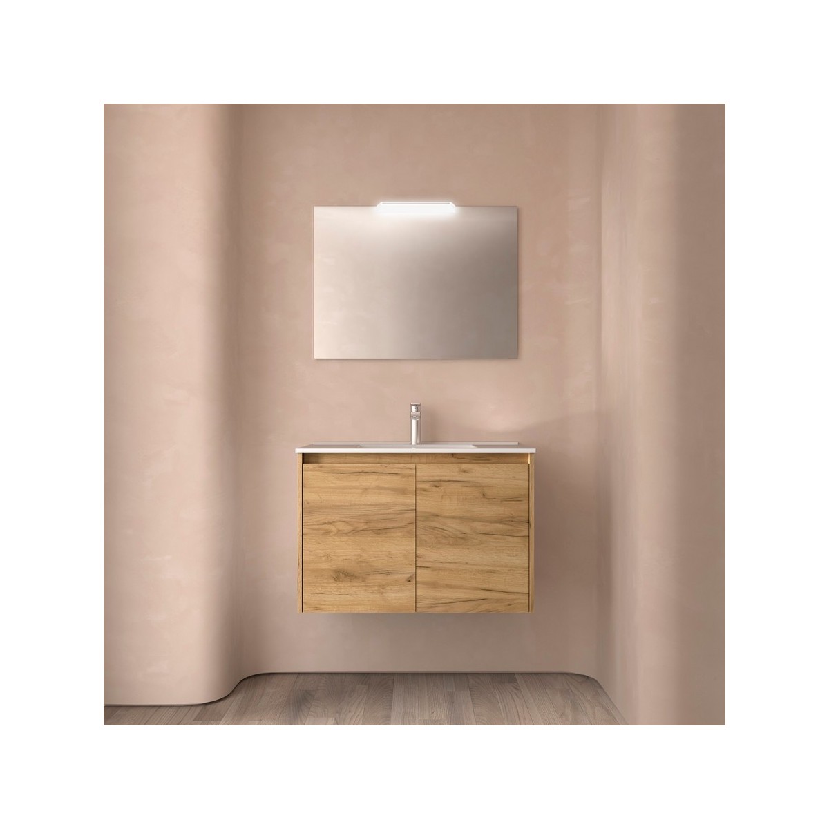 Ensemble meuble et vasque NOJA II 800 2 portes Chêne Africain P450 - SALGAR 105048 