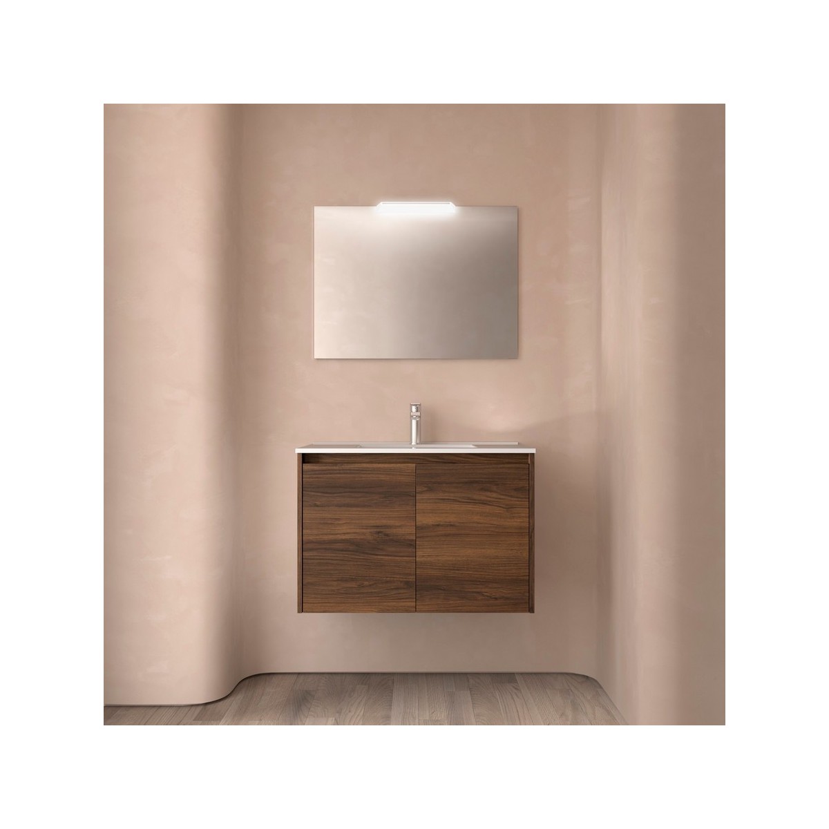 Ensemble meuble et vasque NOJA II 800 2 portes Noyer Maya P450 - SALGAR 105049 