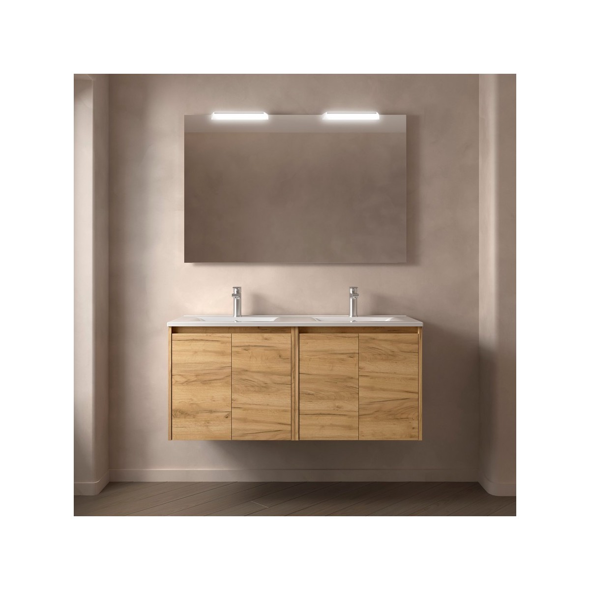 Ensemble meuble et vasque NOJA II 1200 4 portes Chêne Africain P450 - SALGAR 105057 