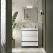 Ensemble meuble vasque salle de bain ATTILA 800 3 tiroirs Blanc satiné P450 - SALGAR 105112 