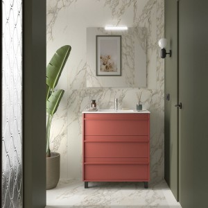 Ensemble meuble vasque salle de bain ATTILA 800 3 tiroirs Red satin P450 - SALGAR 105116 