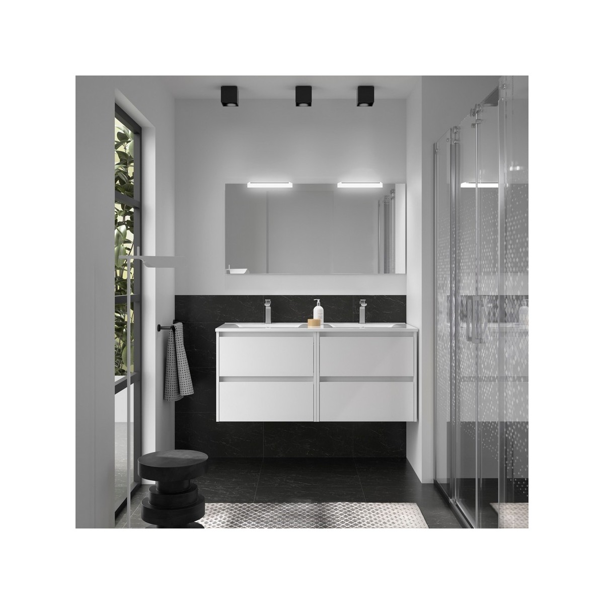 Ensemble meuble et vasque NOJA II 1200 4 tiroirs Blanc Brillant P450 - SALGAR 106097 