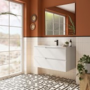 Ensemble meuble et vasque VIMA 1000 2 tiroirs Blanc satiné P450 - SALGAR 111764 