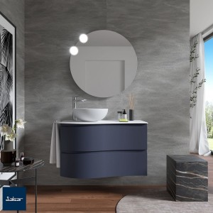 Meuble salle de bain MAM 900 2 tiroirs incurvés Night Blue H540 P500 - SALGAR 113802 