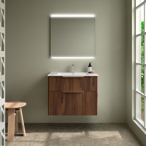 Ensemble meuble et vasque LUVA 800 2 tiroirs Noyer Maya P450 - SALGAR 117754 