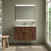 Ensemble meuble vasque salle de bain LUVA 1000 2 tiroirs Noyer Maya P450 - SALGAR 117756 