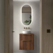 Ensemble Meuble de salle de bain et plan de toilette LUVA 600 2 tiroirs Noyer Maya P450 - SALGAR 117758 