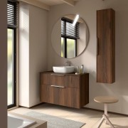 Ensemble Meuble de salle de bain et plan de toilette LUVA 1000 2 tiroirs Noyer Maya P450 - SALGAR 117762 