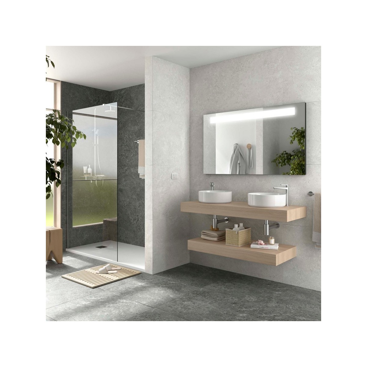 Plan de toilette DOMUS 1200 Chêne Sienna H100 P450 - SALGAR 117915 