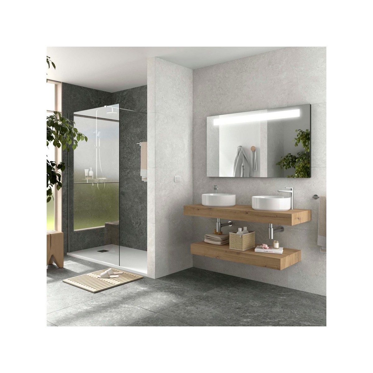 Plan de toilette DOMUS 1200 Chêne Montana H100 P450 - SALGAR 117922 