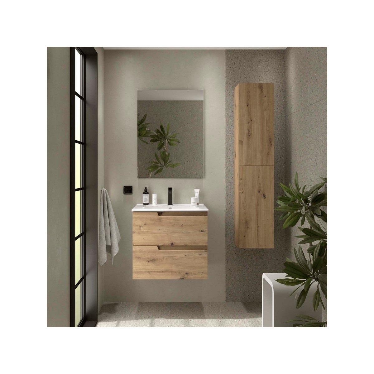 Ensemble meuble et vasque VIMA 600 2 tiroirs Chêne Montana P450 - SALGAR 117940 