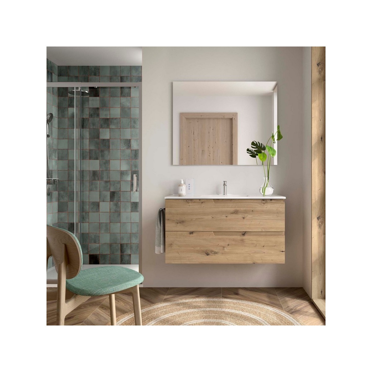 Ensemble meuble et vasque VIMA 1000 2 tiroirs Chêne Montana P450 - SALGAR 117942 