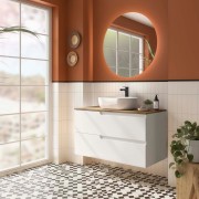 Ensemble Meuble de salle de bain et plan de toilette VIMA 1000 2 tiroirs Blanc satiné P450 - SALGAR 117950 