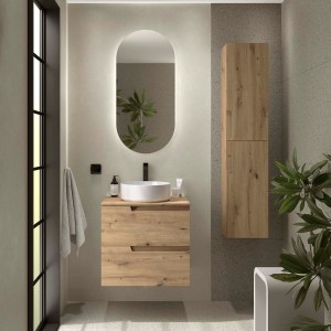 Ensemble Meuble de salle de bain et plan de toilette VIMA 600 2 tiroirs Chêne Montana P450 - SALGAR 117952 