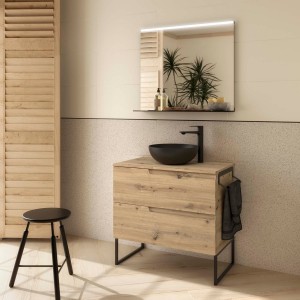 Ensemble Meuble de salle de bain et plan de toilette VIMA 800 2 tiroirs Chêne Montana P450 - SALGAR 117953 