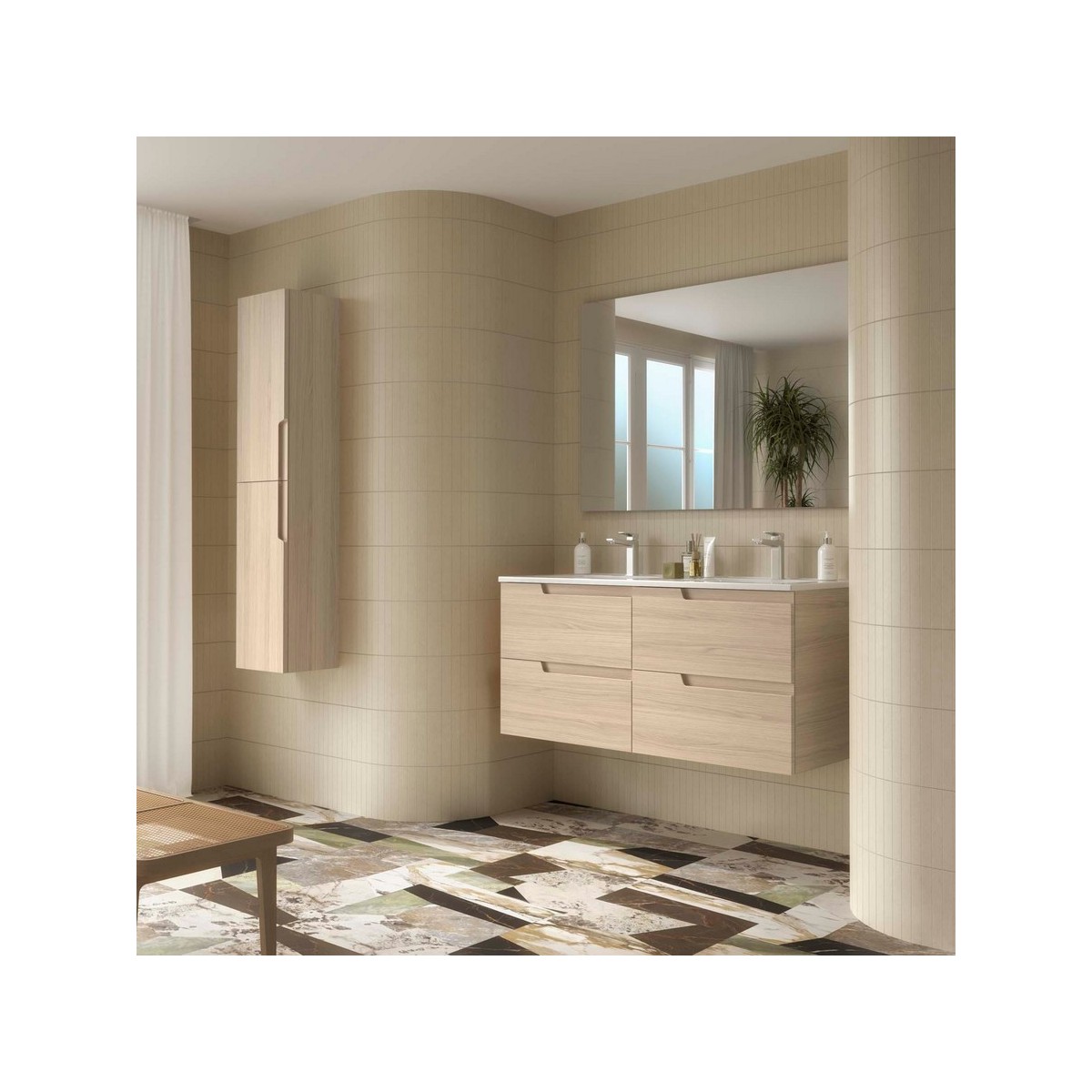 Ensemble meuble et vasque VIMA 1200 4 tiroirs Chêne Sienna P450 - SALGAR 117963 