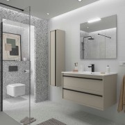 Ensemble meuble vasque salle de bain ATTILA 1000 2 tiroirs Gris satiné P450 - SALGAR 117986 