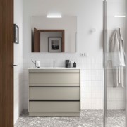 Ensemble Meuble Plan Vasque Miroir Applique ATTILA 1000 3 tiroirs Gris satiné P450 - SALGAR 118007 