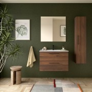 Ensemble meuble et vasque SILANE 800 2 tiroirs Noyer Maya P450 - SALGAR 118051 