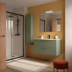 Ensemble meuble et vasque SILANE 1000 2 tiroirs Green satin P450 - SALGAR 118057 