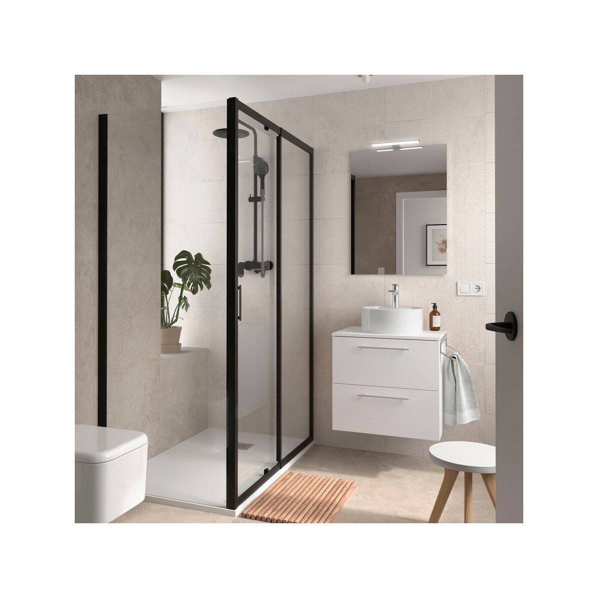Ensemble Meuble de salle de bain et plan de toilette SILANE 600 2 tiroirs Blanc satiné P450 - SALGAR 118066 
