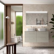 Ensemble Meuble de salle de bain et plan de toilette SILANE 1200 4 tiroirs Gris satiné P450 - SALGAR 118087 