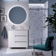 Ensemble Meuble Plan Vasque Miroir Applique NOJA II 900 3 tiroirs Blanc satiné P450 - SALGAR 118376 