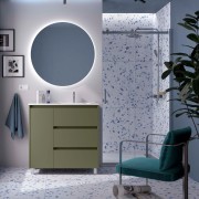 Ensemble Meuble Plan Vasque Miroir Applique NOJA II 900 3 tiroirs Green satin P450 - SALGAR 118379 