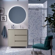 Ensemble Meuble Plan Vasque Miroir Applique NOJA II 900 3 tiroirs Gris satiné P450 - SALGAR 118384 