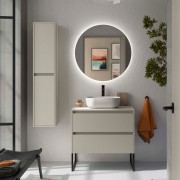 Ensemble Meuble de salle de bain et plan de toilette NOJA II 900 2 tiroirs Gris satiné P450 - SALGAR 118508 