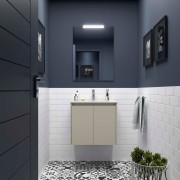 Ensemble Meuble Plan Vasque Miroir Applique NOJA II 700 2 portes Gris satiné P450 - SALGAR 118560 