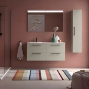 Ensemble Meuble Plan vasque et miroir SILANE 1200 4 tiroirs Gris satiné P450 - SALGAR 118741 