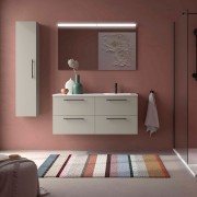 Ensemble Meuble Plan vasque et miroir SILANE 1200 4 tiroirs Gris satiné P450 - SALGAR 118746 