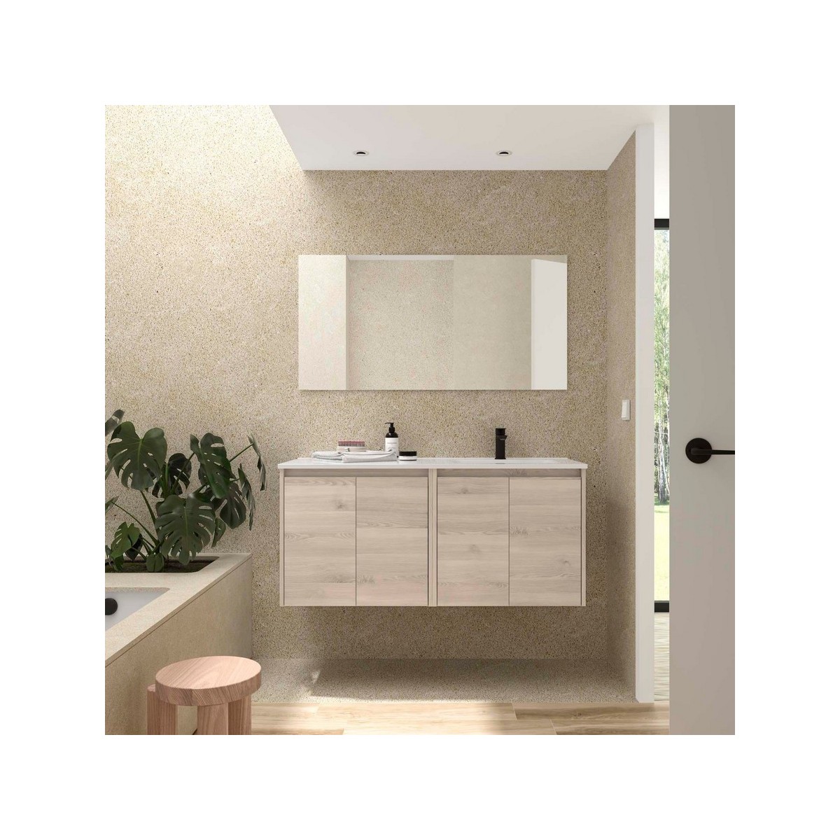 Ensemble meuble et vasque NOJA II 1200 4 portes Chêne Naturel P450 - SALGAR 118777 