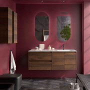 Ensemble meuble et vasque NOJA II 1200 2 tiroirs 2 portes Noyer Maya P450 - SALGAR 118836 