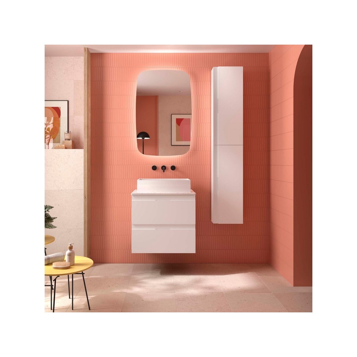 Meuble salle de bain EA 600 2 tiroirs White Cotton H540 P450 - SALGAR 119039 