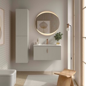 Meuble salle de bain BIBA 900 1 tiroir + 1 tiroir intérieur Gris de lune H405 P450 - SALGAR 119080 