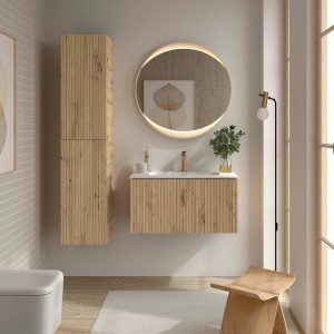 Meuble salle de bain BIBA 800 1 tiroir + 1 tiroir intérieur Chêne Montana H405 P450 - SALGAR 119084 