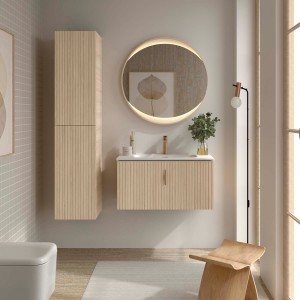 Meuble salle de bain BIBA 800 1 tiroir + 1 tiroir intérieur Chêne Sienna H405 P450 - SALGAR 119089 