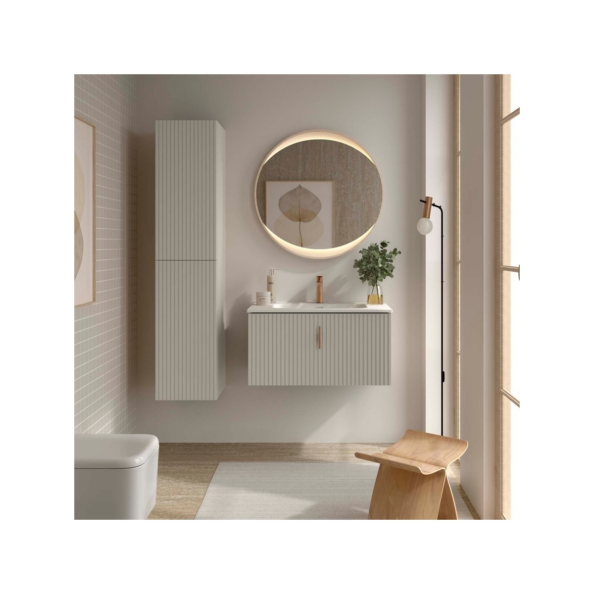 Meuble salle de bain BIBA 800 1 tiroir Gris de lune H405 P450 - SALGAR 119094 