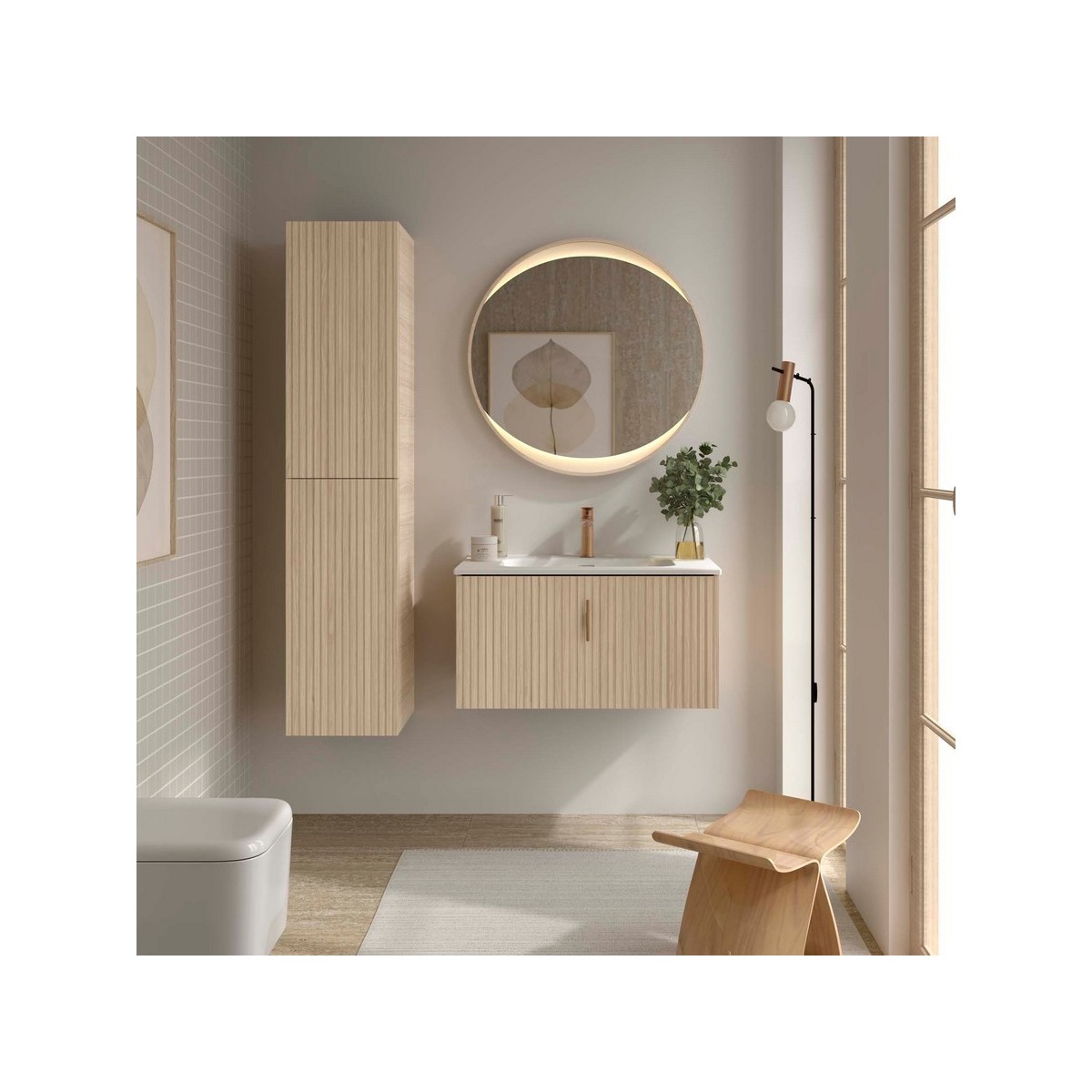 Meuble salle de bain BIBA 900 1 tiroir Chêne Sienna H405 P450 - SALGAR 119106 