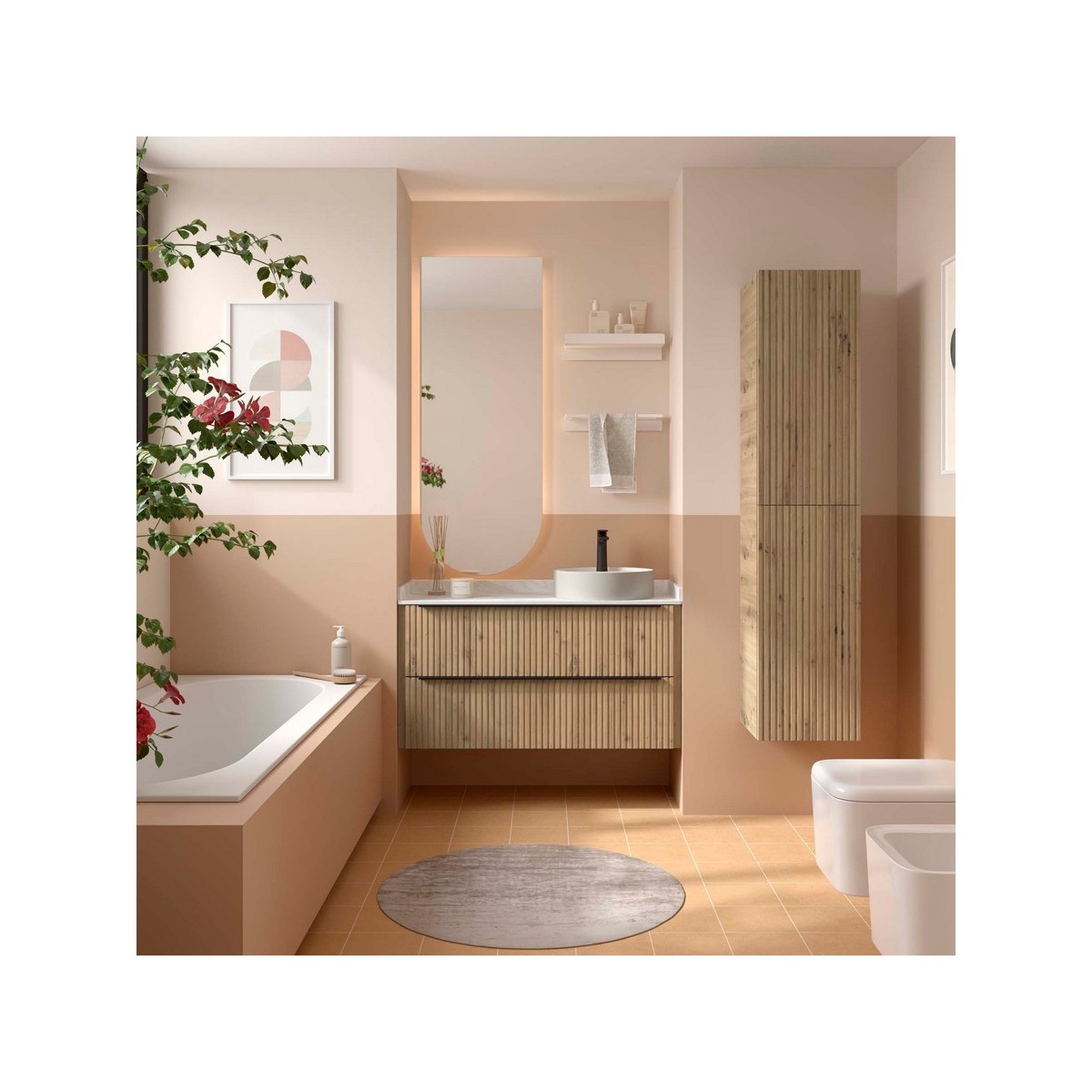Meuble salle de bain BIBA 1000 2 tiroirs Chêne Montana H540 P450 - SALGAR 119117 