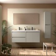 Ensemble Meuble Plan Vasque Miroir Applique NOJA II 1200 2 tiroirs 2 portes Gris satiné P450 - SALGAR 119254 