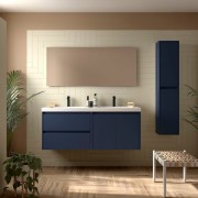 Ensemble Meuble Plan Vasque Miroir Applique NOJA II 1400 2 tiroirs 2 portes Blue satin P450 - SALGAR 119258 