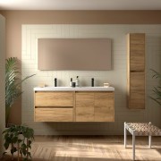 Ensemble Meuble Plan Vasque Miroir Applique NOJA II 1400 2 tiroirs 2 portes Chêne Africain P450 - SALGAR 119262 