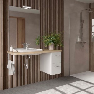 Ensemble salle de bain EASY BATH PMR 1200 droite Chêne Sienna P540 - SALGAR 119290 